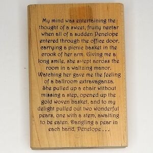 Stamp Studio Inc "The Odyssey" Book Excert Wooden Rubber Stamp